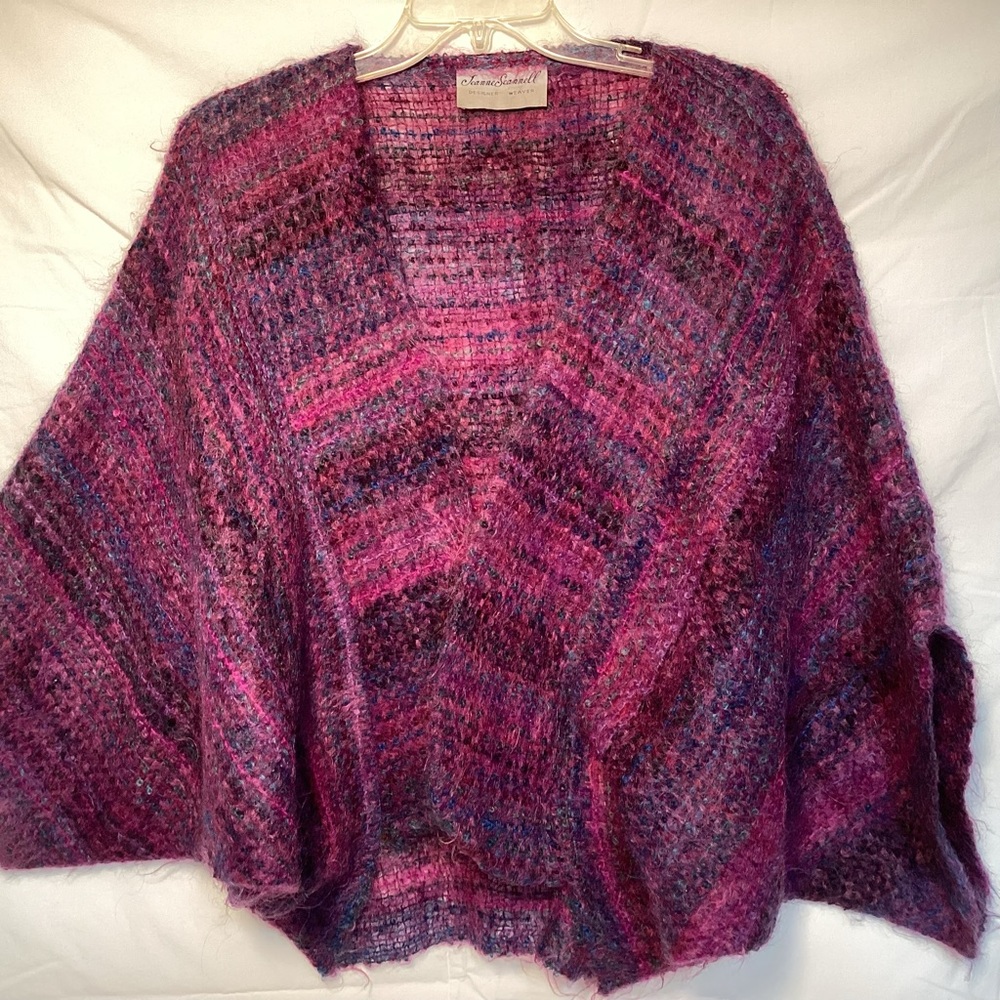 Jeanne Scannell Vintage Designer Shrug Cape Cardigan Sweater Purple and lavender
